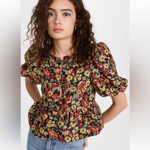 Ganni 3D jacquard peplum top